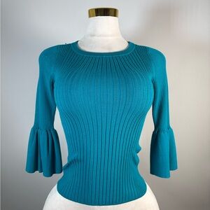 Karen Millen Turquoise Ribbed Knit Top